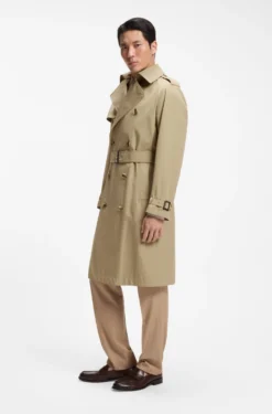 Water-repellent trench coat in cotton twill