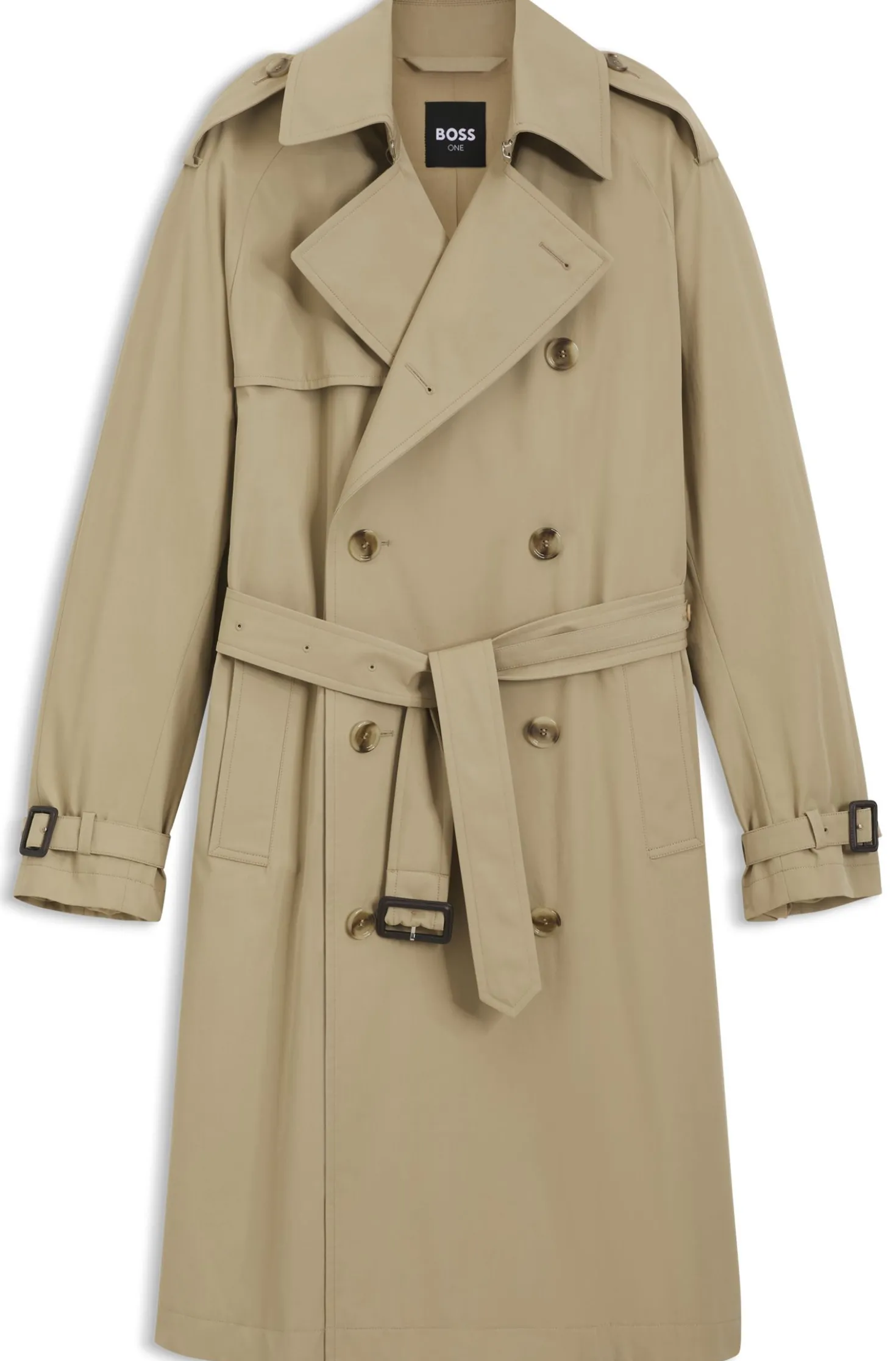 Water-repellent trench coat in cotton twill