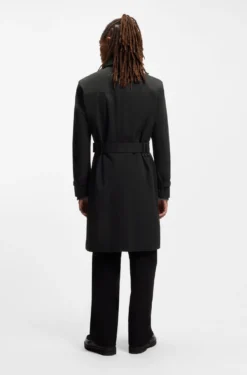Water-repellent trench coat in gabardine twill