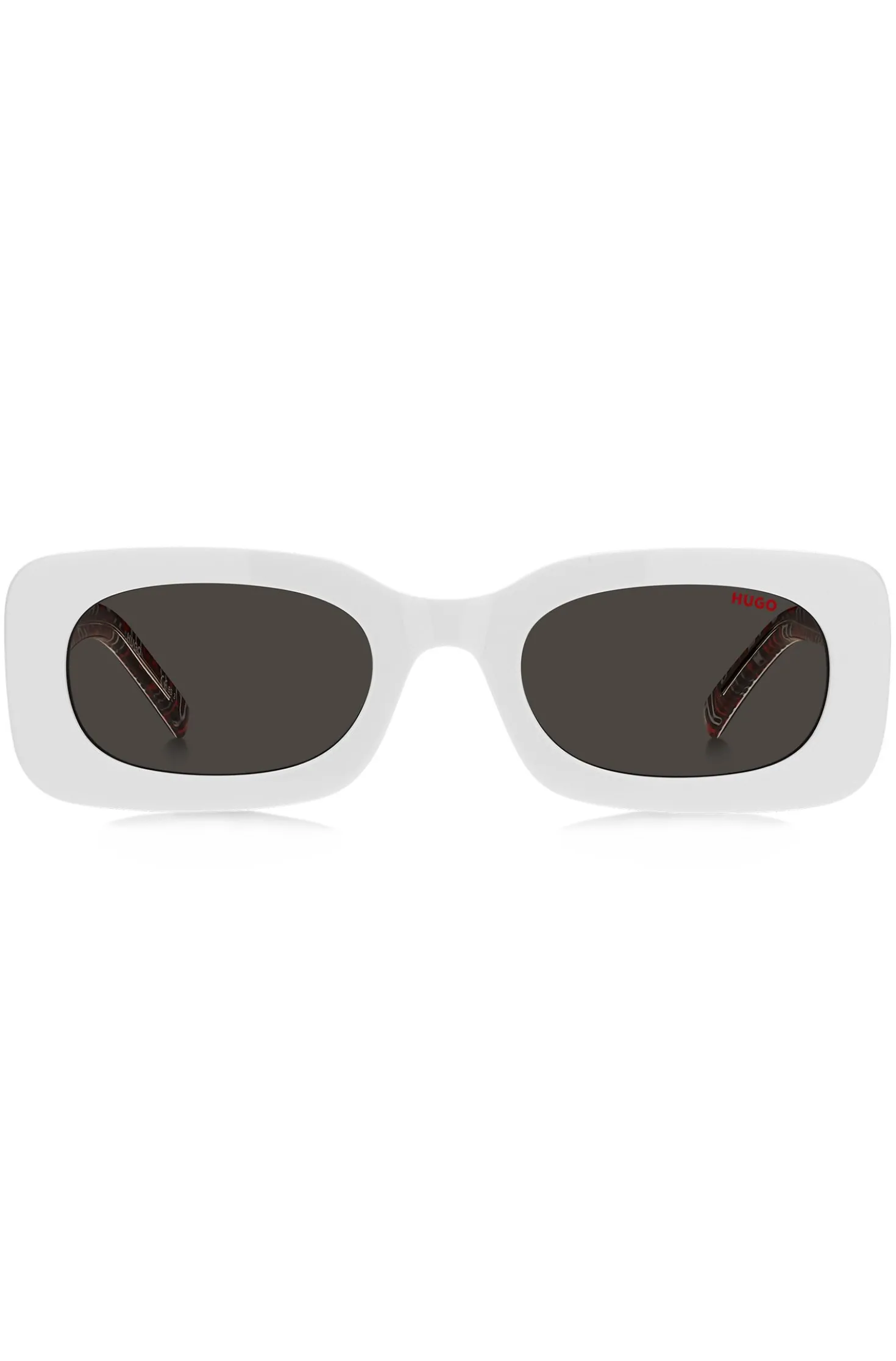 White-acetate sunglasses with detachable slogan strap