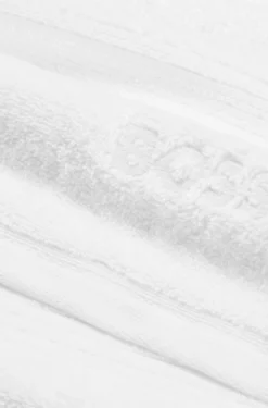 White cotton bath sheet with tonal embroidered logo