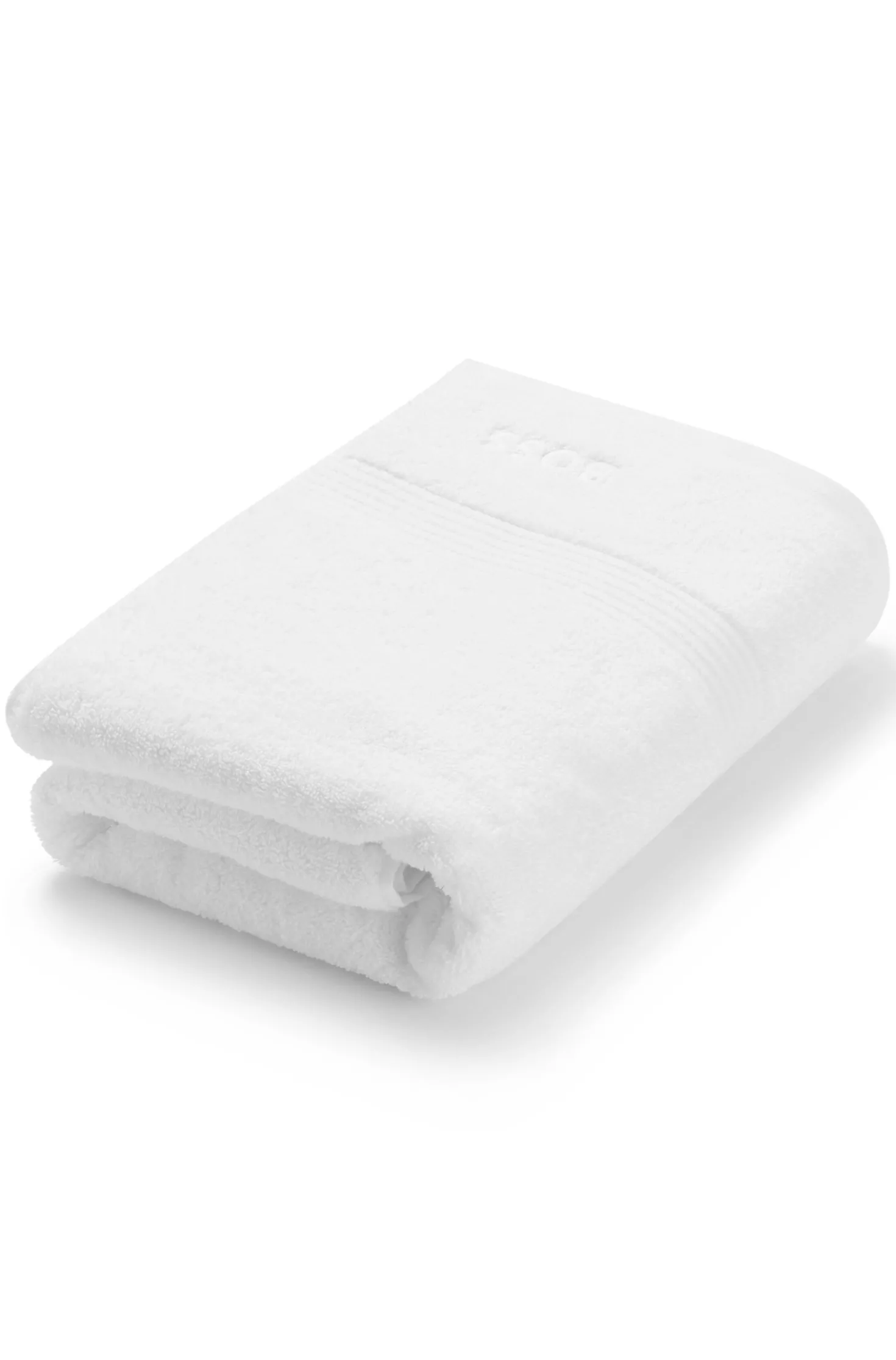White cotton bath towel with embroidered logo
