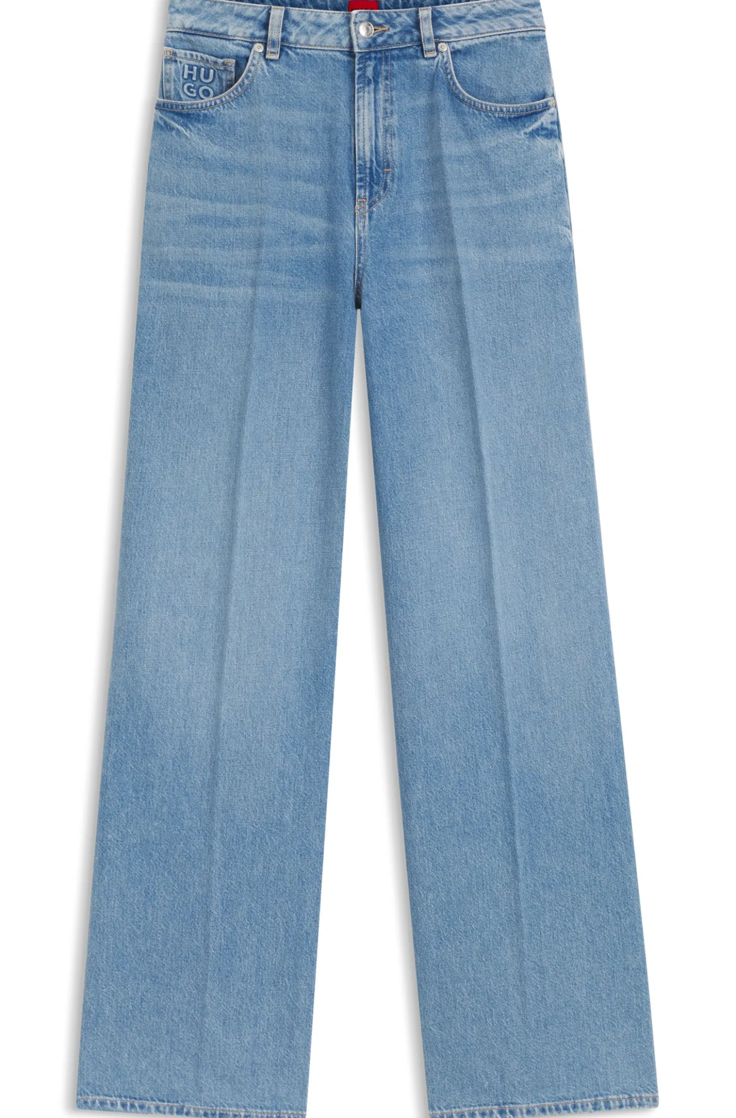 Wide-leg-fit jeans in light-blue denim