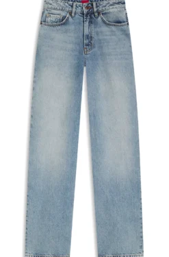 Wide-leg jeans in blue cotton denim