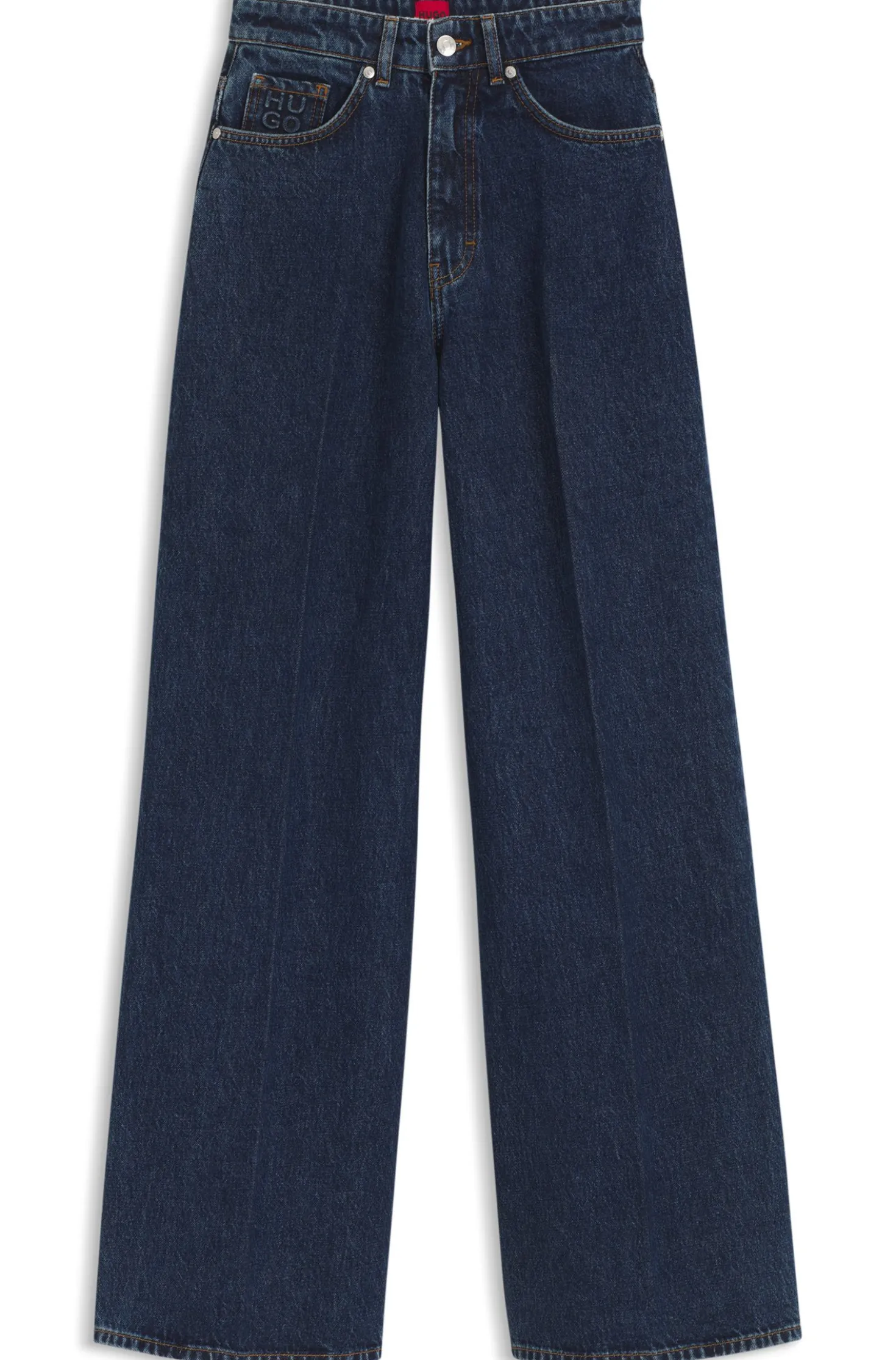 Wide-leg jeans in blue denim with front pleats