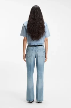 Wide-leg jeans in blue stretch denim