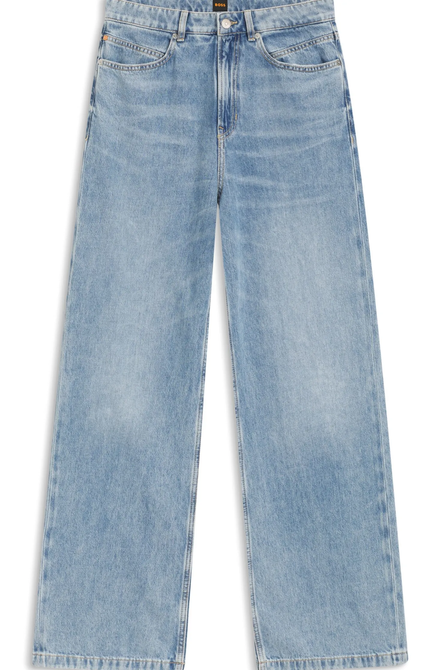 Wide-leg regular-fit jeans in light-blue denim