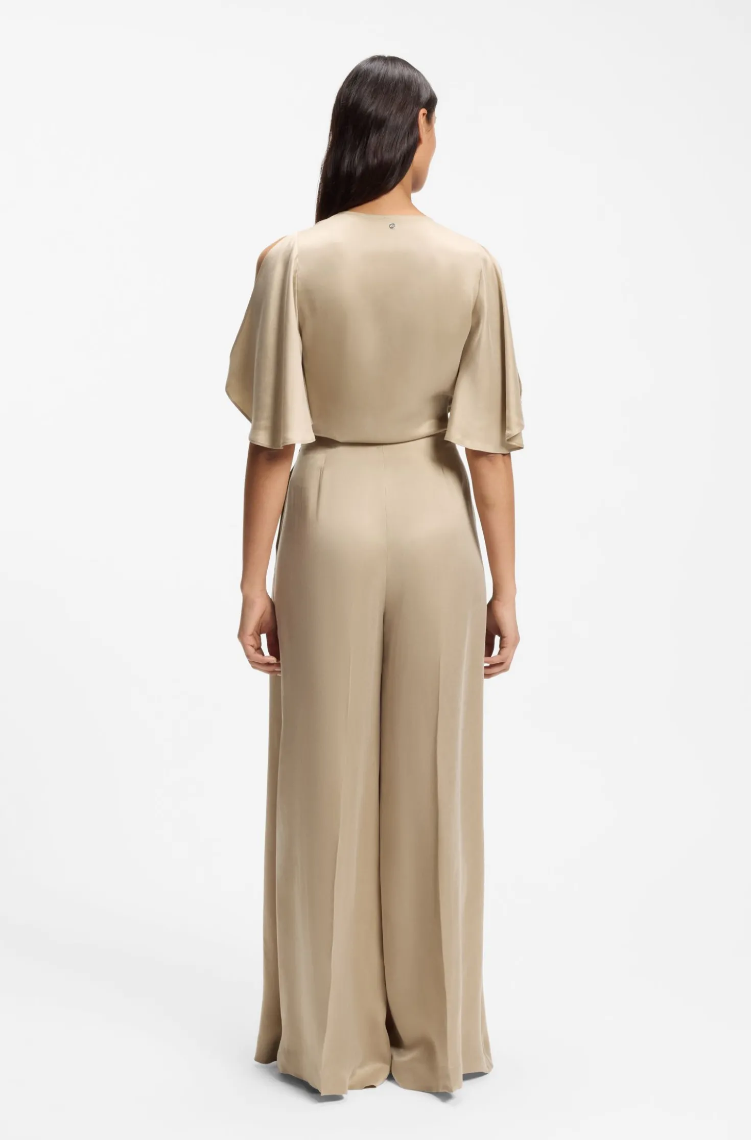 Wide-leg regular-fit trousers with box pleats