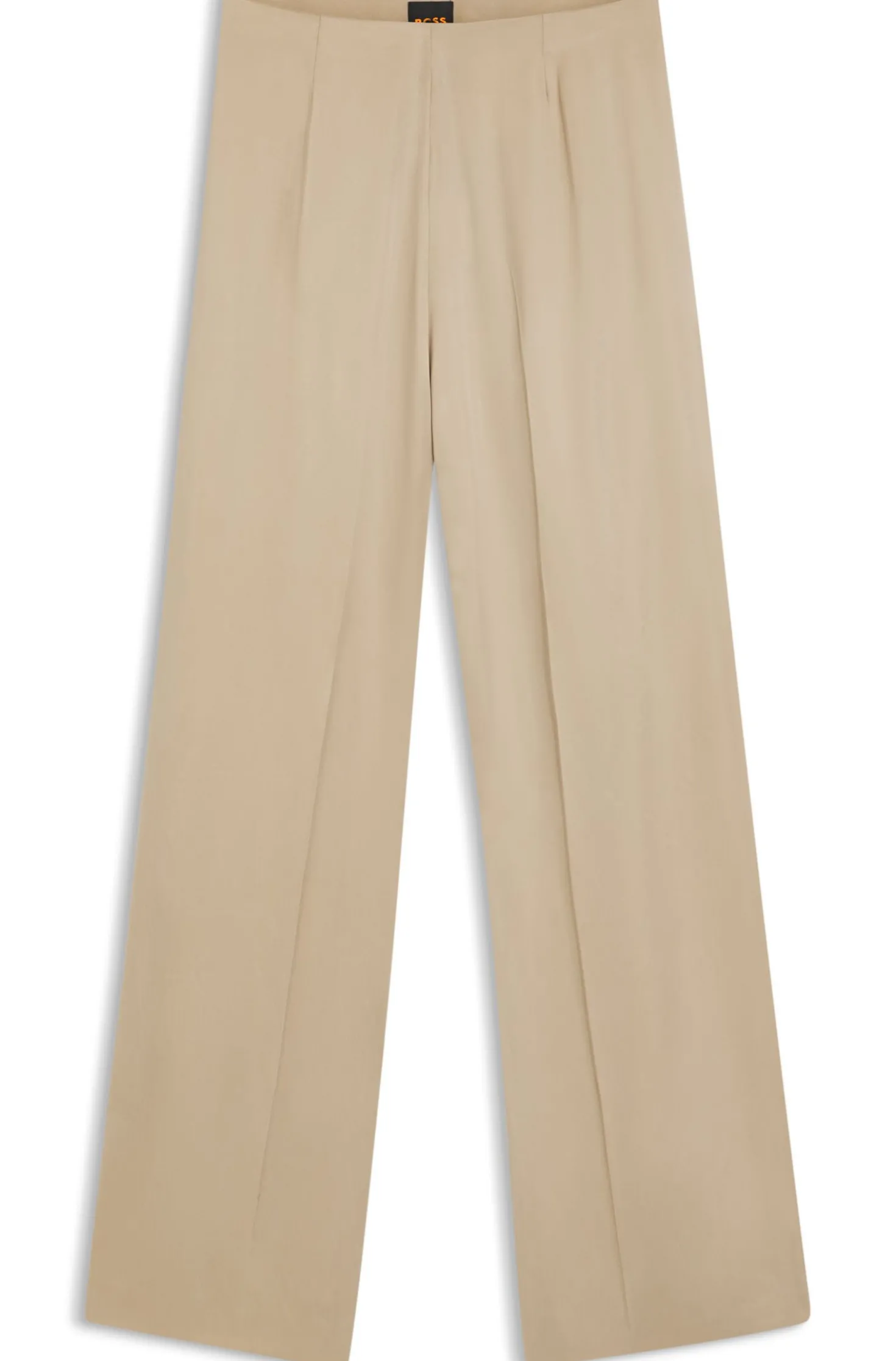 Wide-leg regular-fit trousers with box pleats
