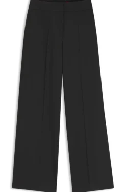 Wide-leg regular-fit trousers in stretch fabric