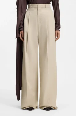 Wide-leg trousers in stretch cotton