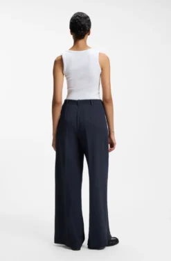Wide-leg trousers in stretch fabric