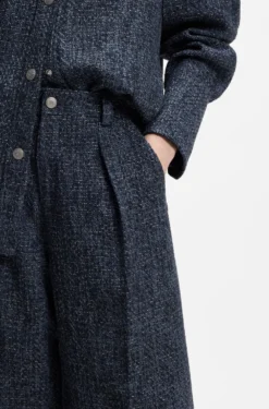 Wide-leg trousers in stretch tweed