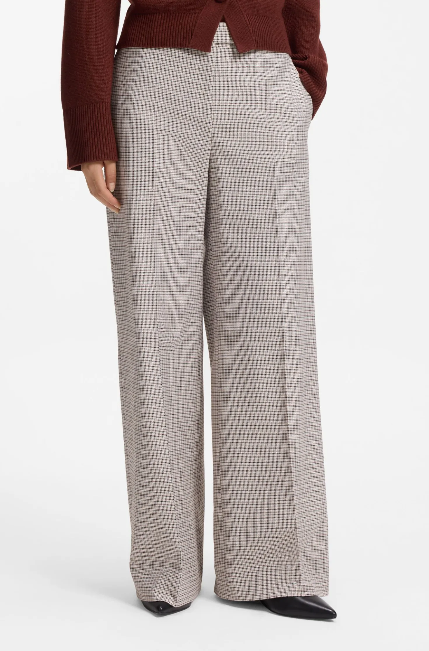 Wide-leg trousers with micro check