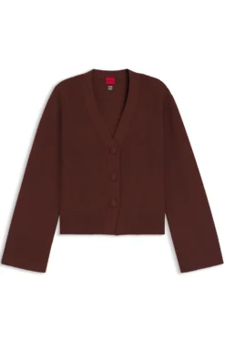 Wool-blend cardigan with logo rivet