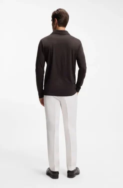 Wool-blend polo shirt with Johnny collar