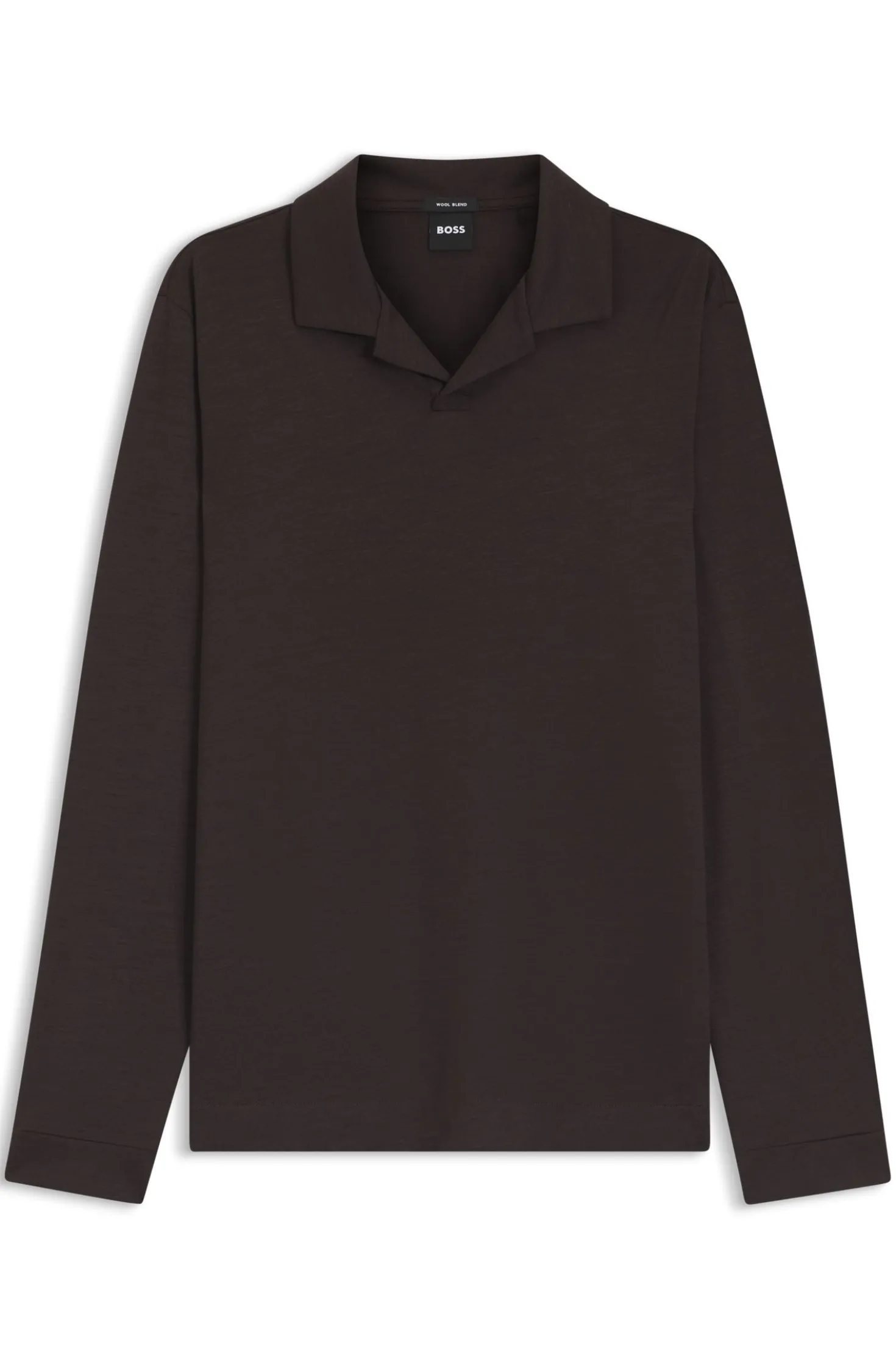 Wool-blend polo shirt with Johnny collar