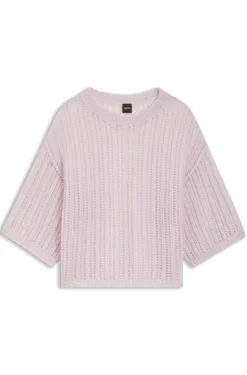 Wool-blend sweater with open knit