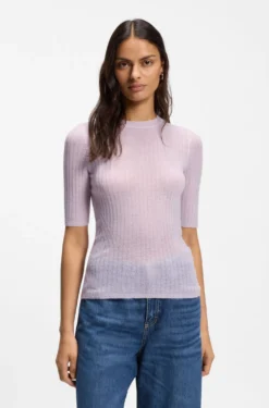 Wool-blend sweater with ribbed knit
