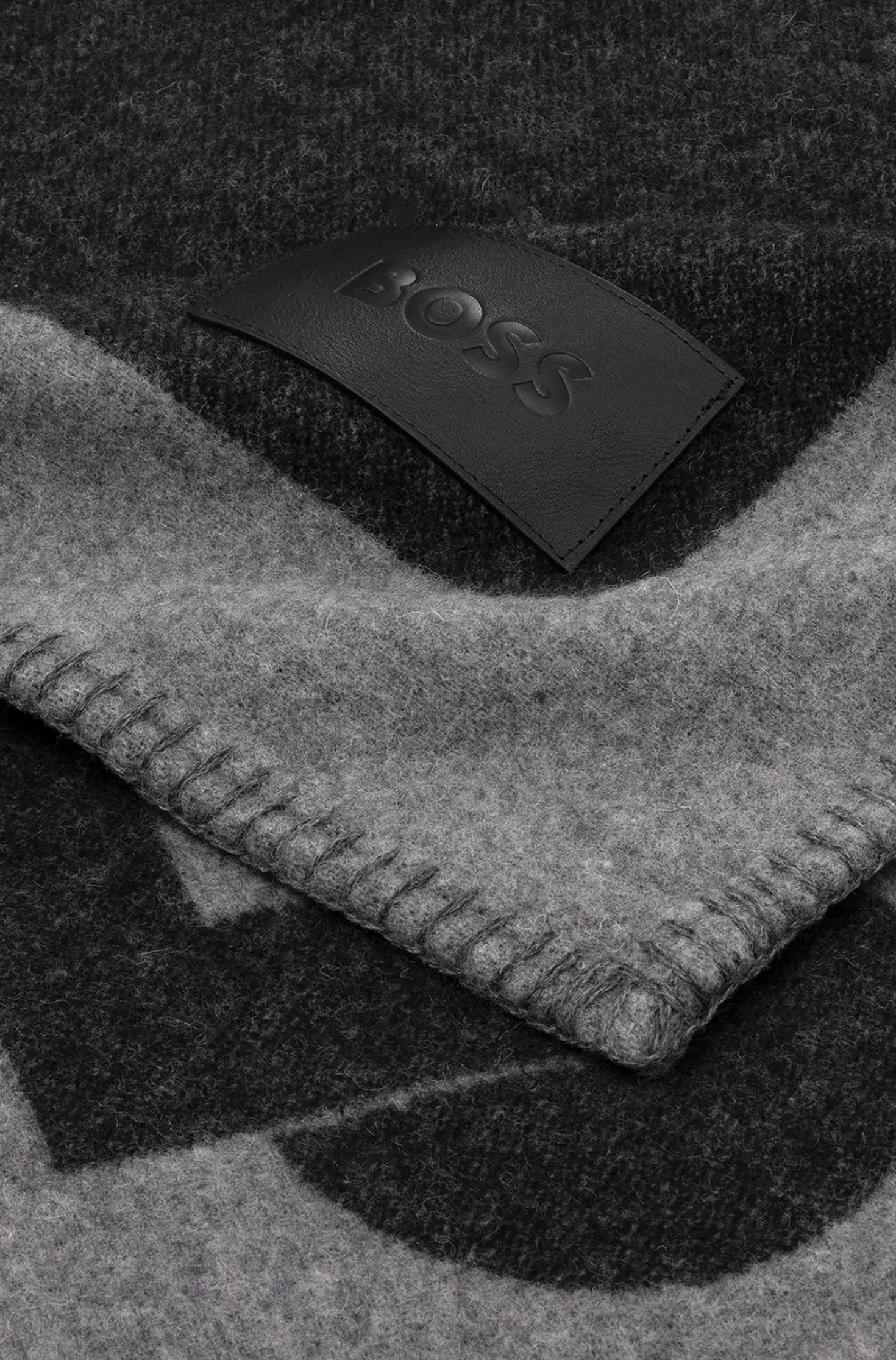 Wool-blend throw with Double B monogram