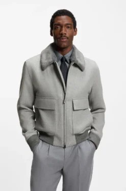 Wool-cashmere coat with faux-fur collar