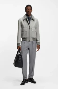 Wool-cashmere coat with faux-fur collar