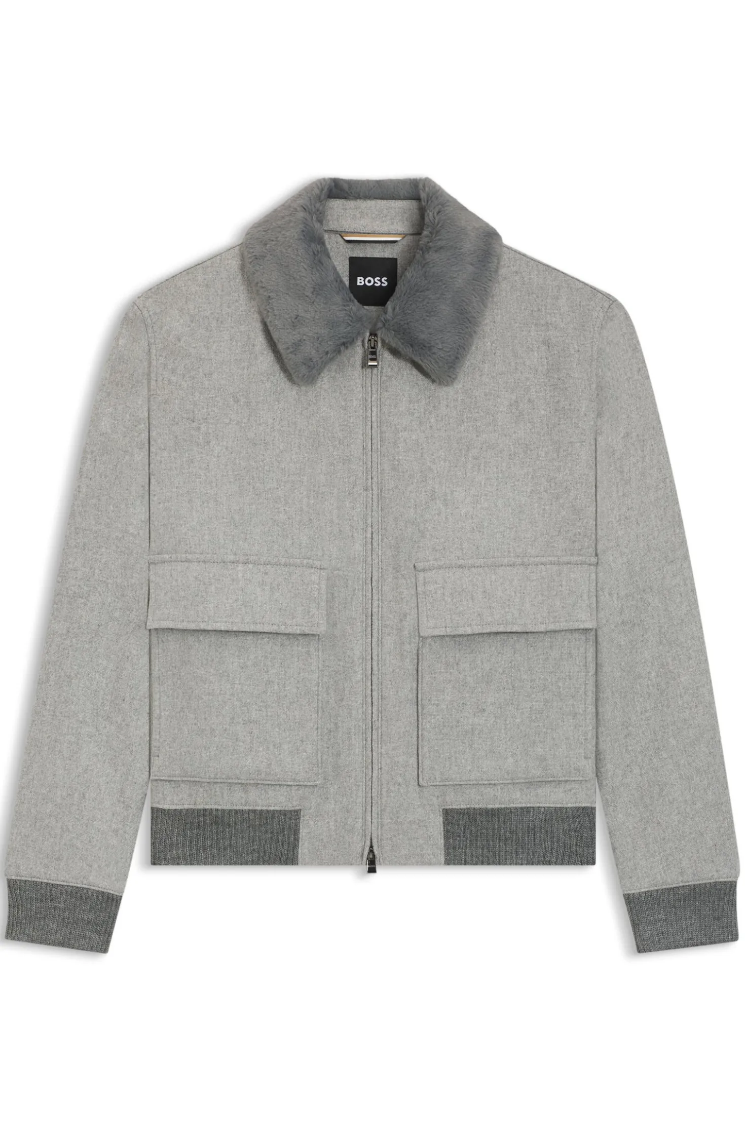 Wool-cashmere coat with faux-fur collar
