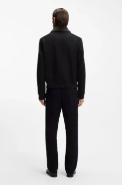 Wool-cashmere coat with faux-fur collar