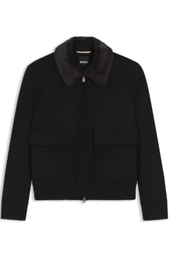 Wool-cashmere coat with faux-fur collar