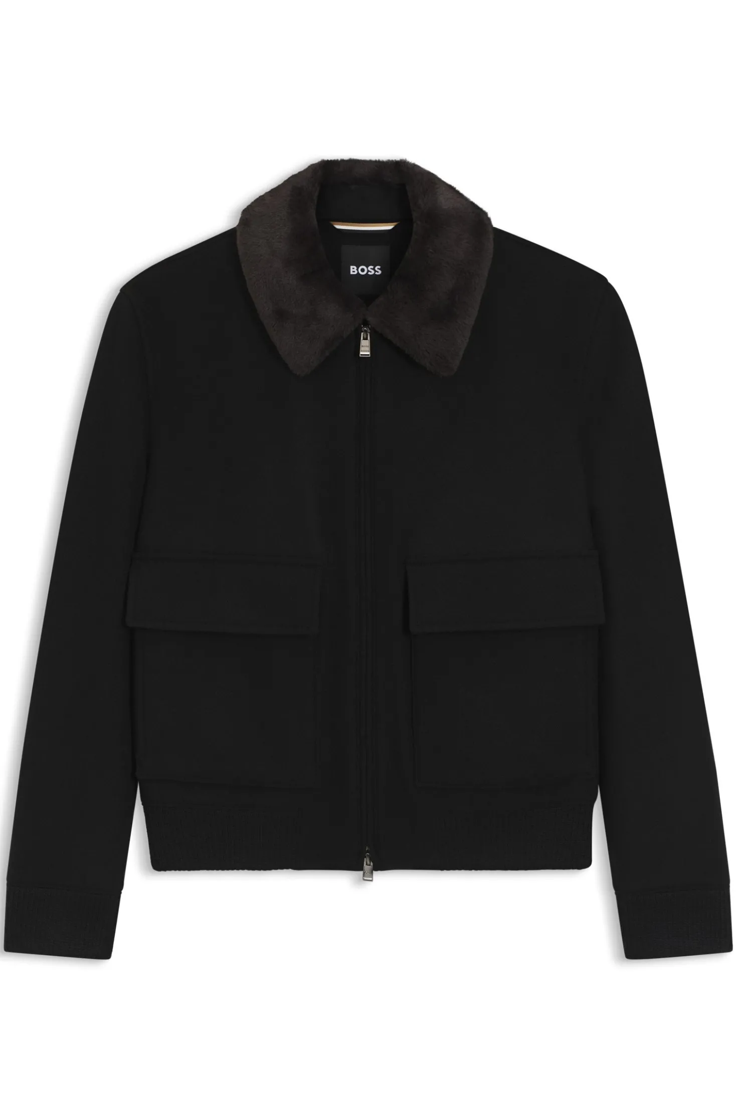 Wool-cashmere coat with faux-fur collar