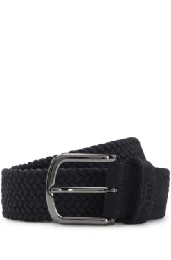 Woven belt with leather trims