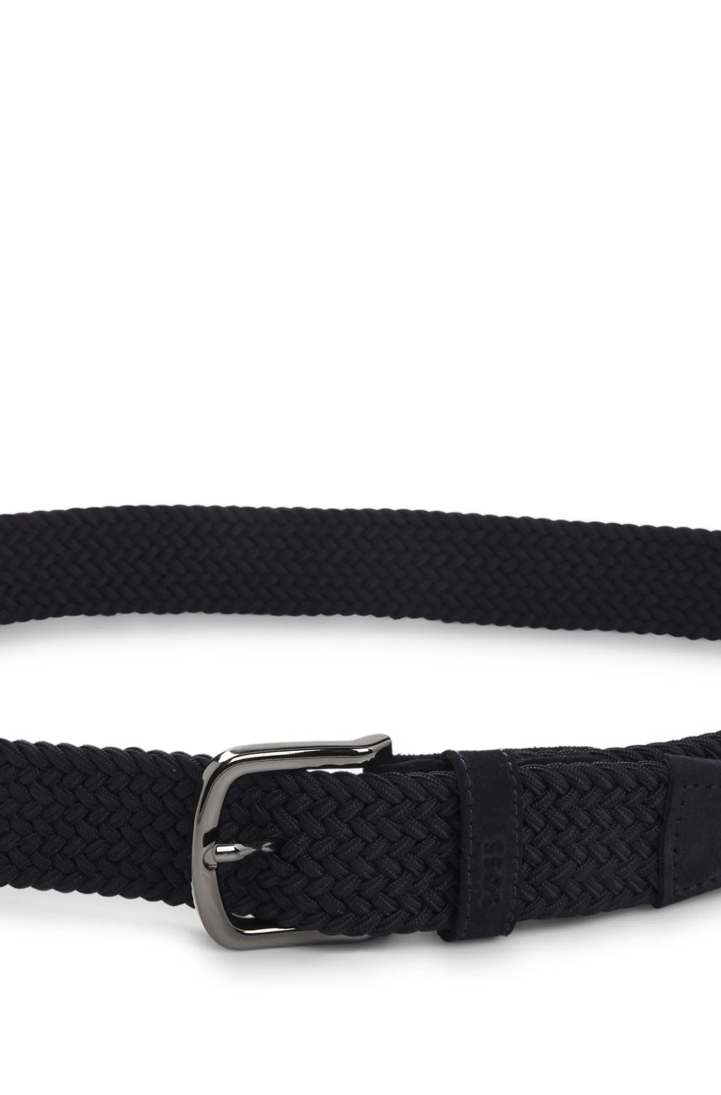 Woven belt with leather trims