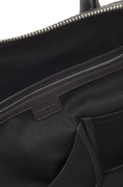 Woven-leather holdall with silver-tone logo