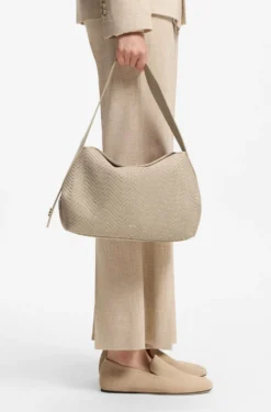 Woven shoulder bag with Double B monogram