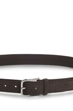 Woven-suede belt with logo buckle