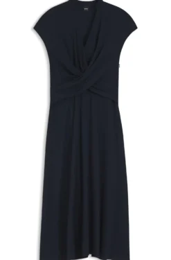 Wrap-front dress in stretch fabric