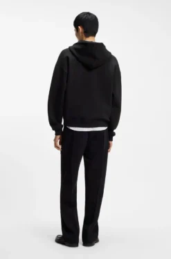 Zip-neck hoodie in a structured cotton blend