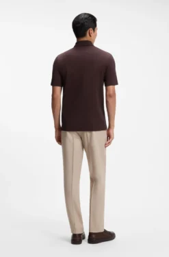 Zip-neck polo shirt in a cotton-silk blend