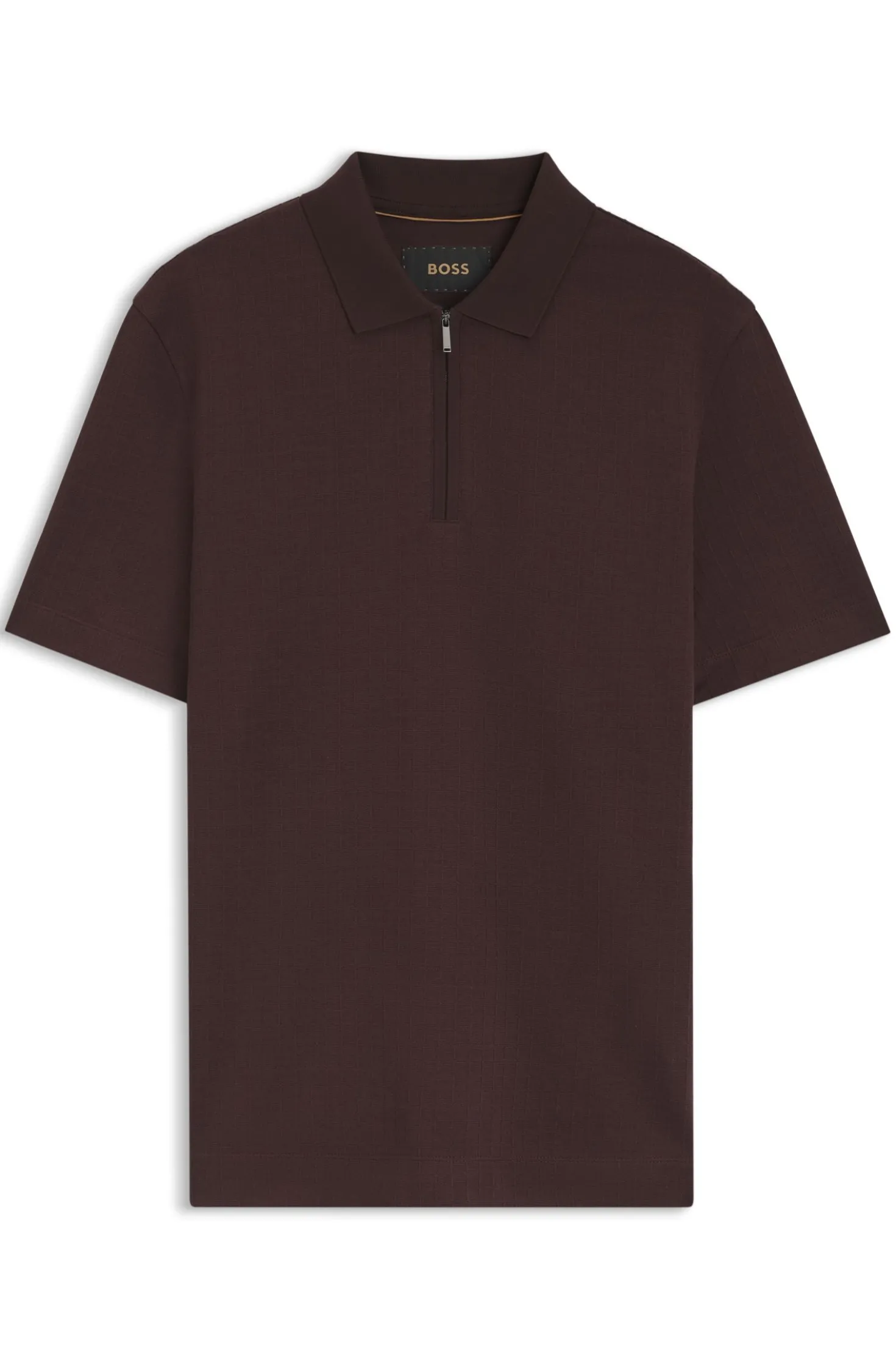 Zip-neck polo shirt in a cotton-silk blend