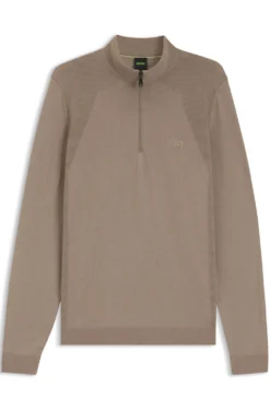 Zip-neck sweater in a cotton blend