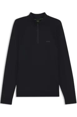 Zip-neck sweater in a cotton blend