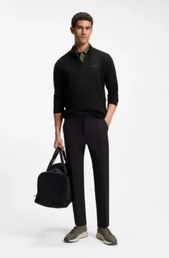 Zip-neck sweater in a cotton blend