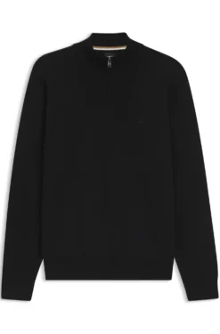 Zip-neck sweater in cotton with logo embroidery