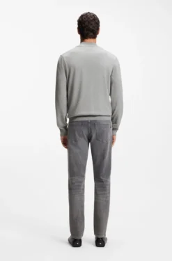 Zip-neck sweater in cotton with logo embroidery