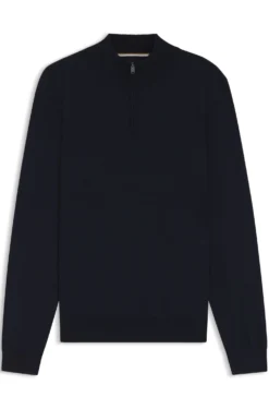 Zip-neck sweater in virgin wool
