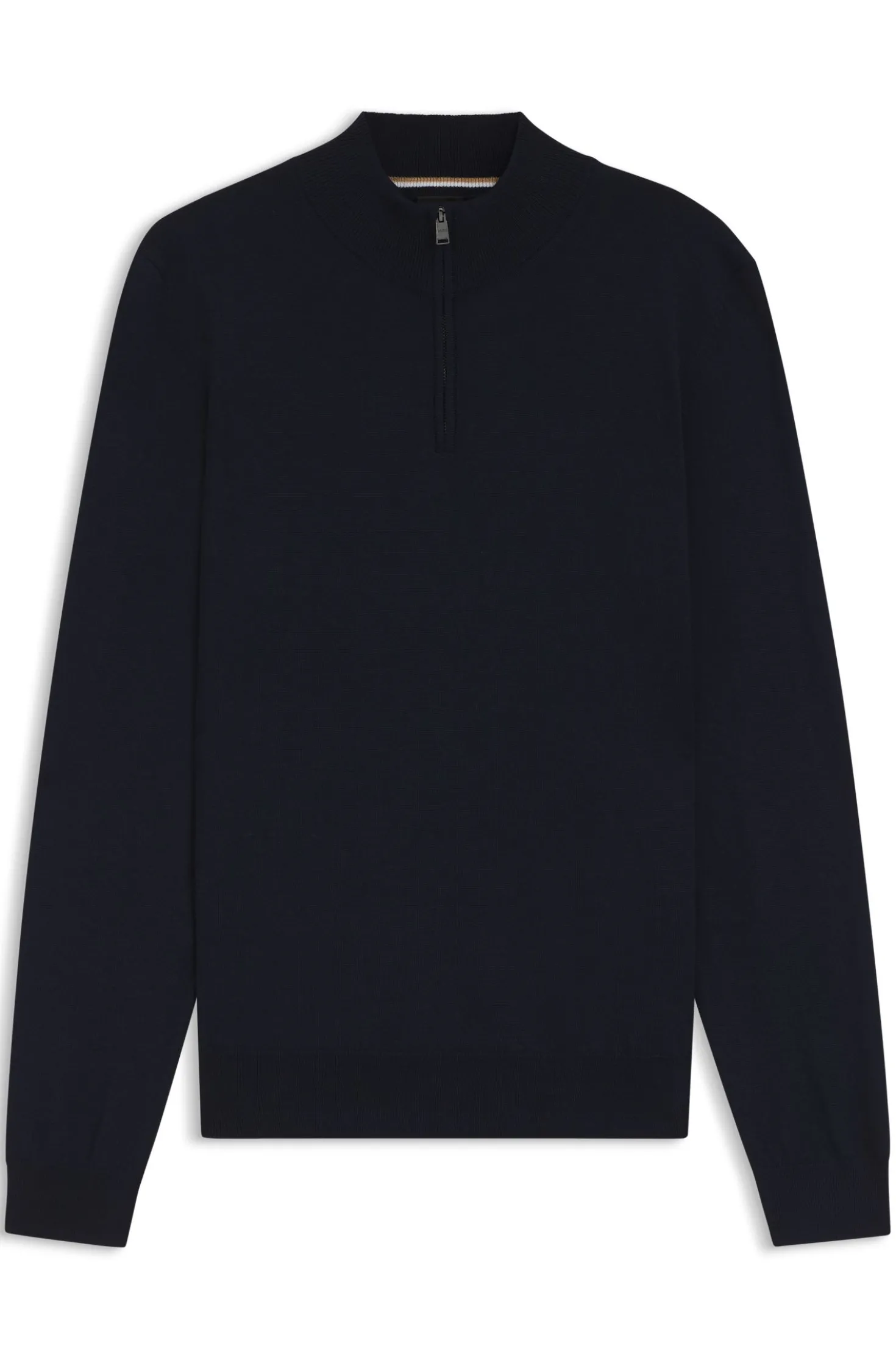Zip-neck sweater in virgin wool