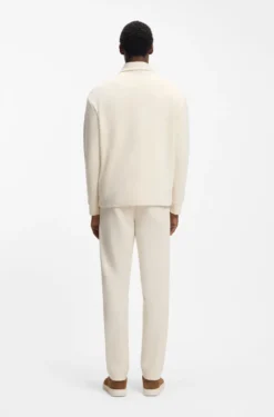 Zip-neck sweatshirt in a peached cotton blend