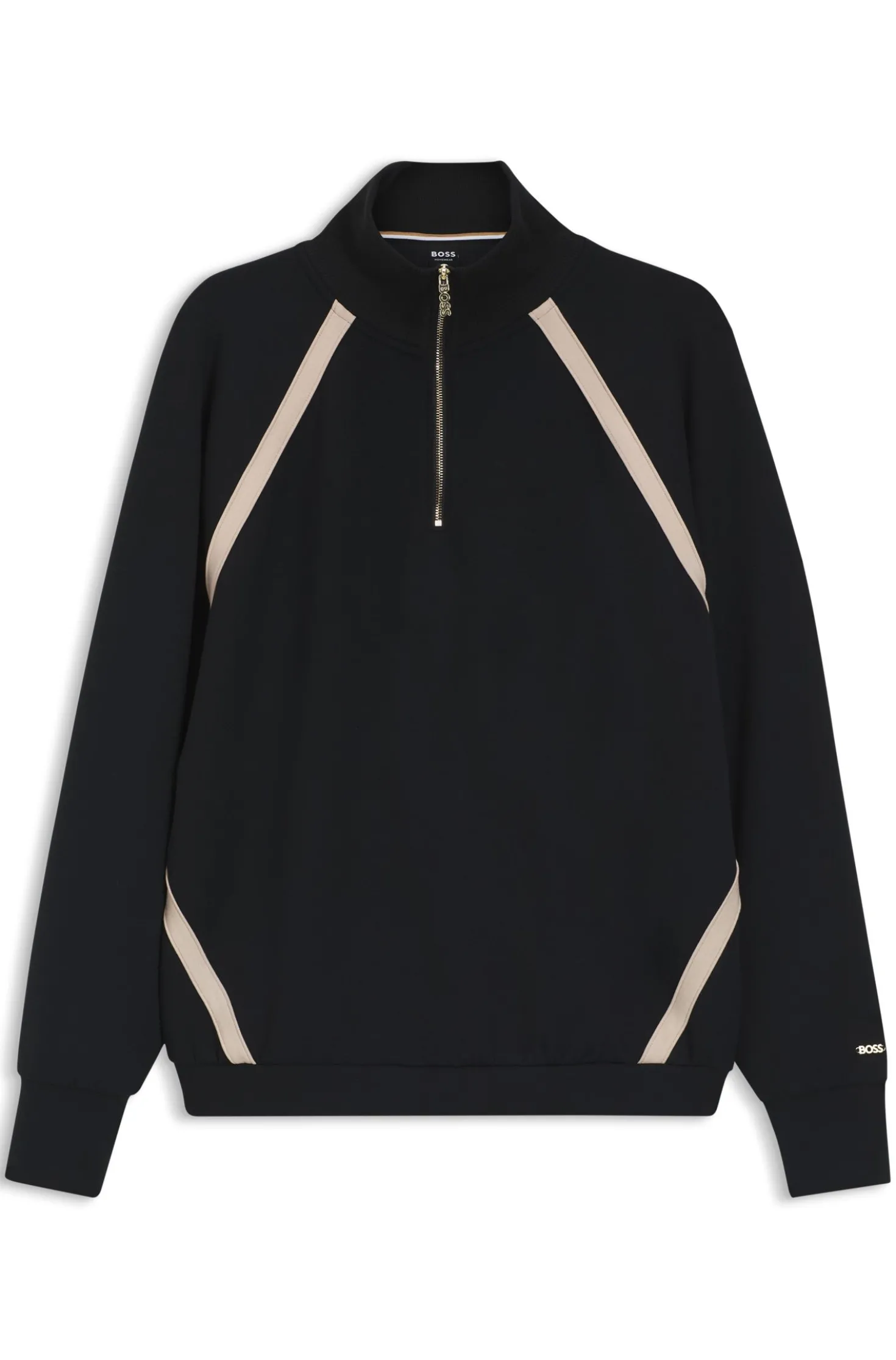 Zip-neck sweatshirt with contrast inserts