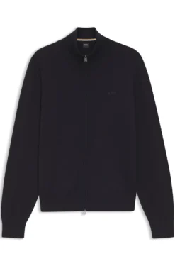 Zip-through cotton cardigan with logo detail
