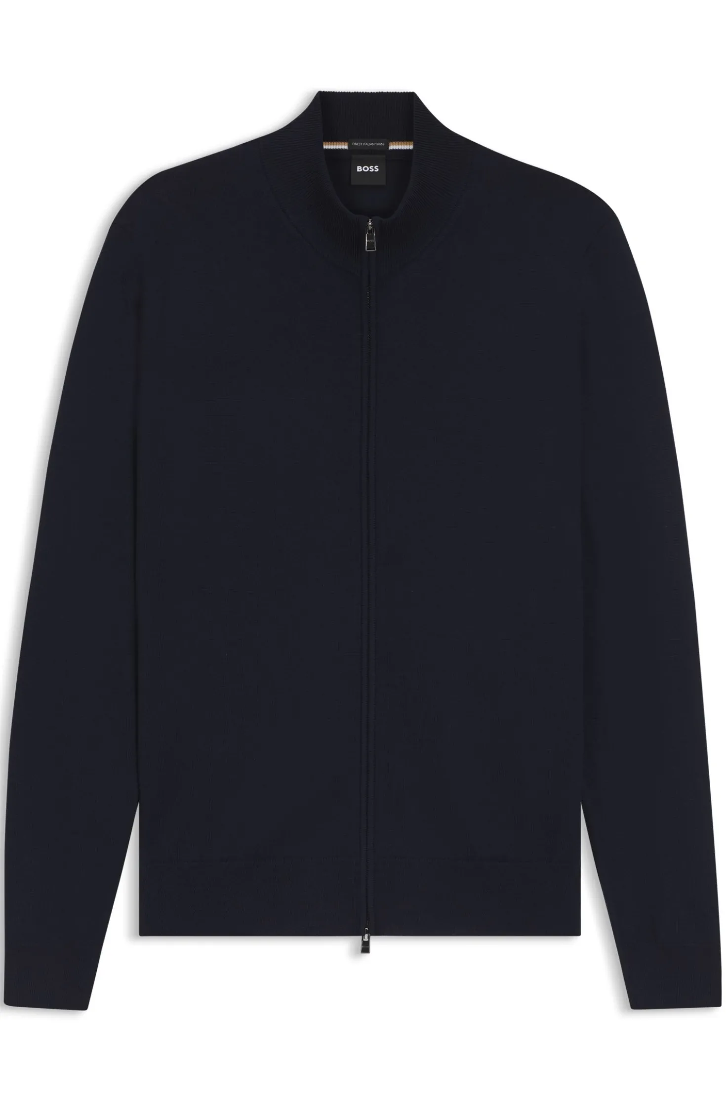 Zip-up cardigan in extra-fine merino wool
